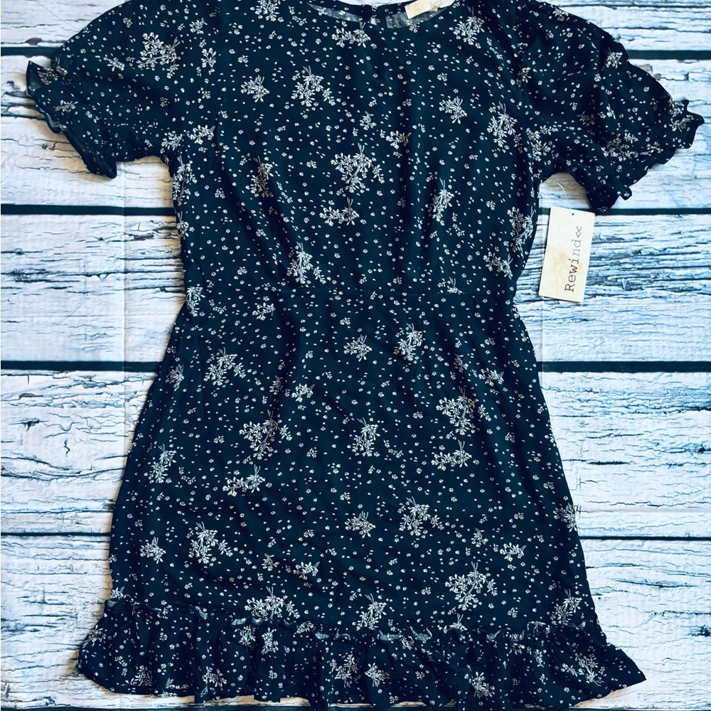 Rewind Floral Black Junior Dress
